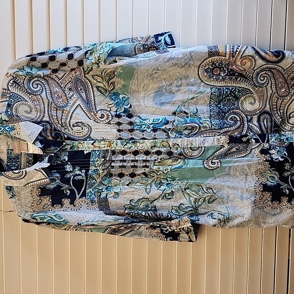 Chico's Blue Paisley Print Long Tunic  Sz 3 - Picture 1 of 8
